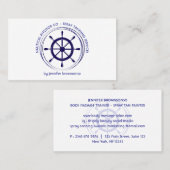 Nautisch scheepsstuur zee blauw visitekaartje (Voorkant / Achterkant)