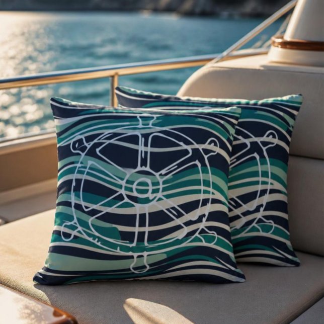 Nautisch scheepswiel buitenkussen – Kustmarine  (Creator heeft geüpload)