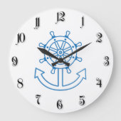 Nautisch scheepswiel en anker grote klok (Voorkant)