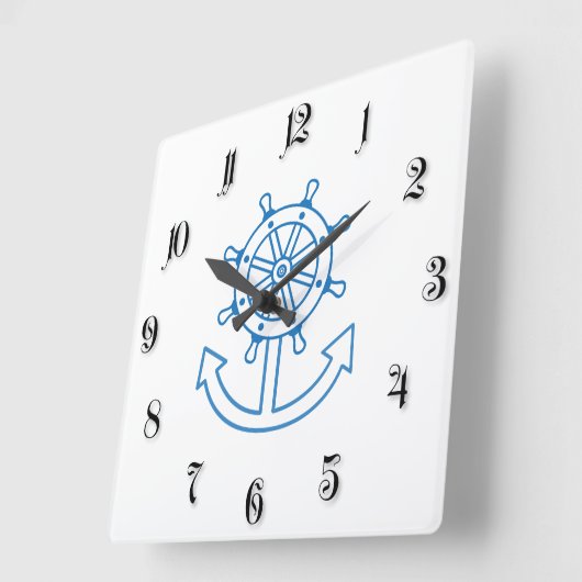 Nautisch scheepswiel en anker vierkante klok (Hoek)