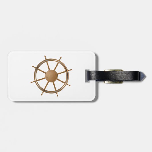 nautisch scheepswiel kompas ontwerp bagagelabel (Achterkant horizontaal)