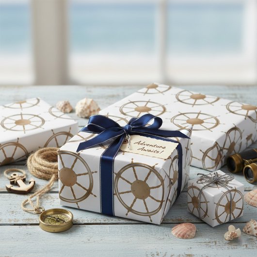 nautisch scheepswiel kompas ontwerp cadeaupapier