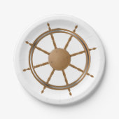  nautisch scheepswiel kompas ontwerp papieren bordje (Voorkant)