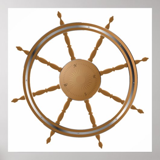  nautisch scheepswiel kompas ontwerp poster (Voorkant)