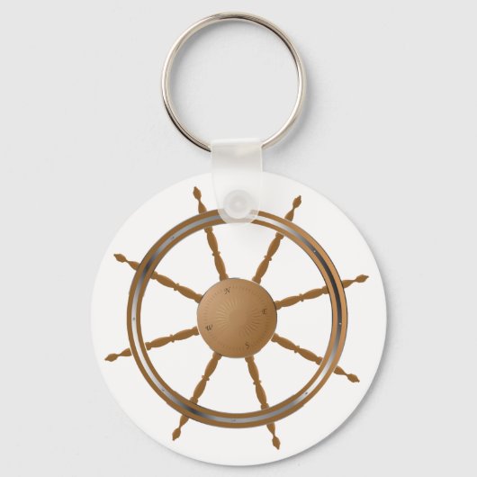 nautisch scheepswiel kompas ontwerp sleutelhanger (Voorkant)