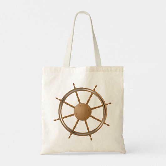 nautisch scheepswiel kompas ontwerp tote bag (Achterkant)