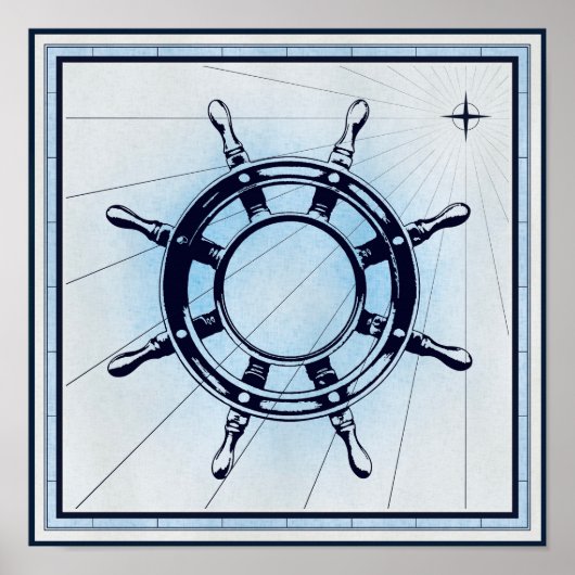  nautisch scheepswiel poster (Voorkant)