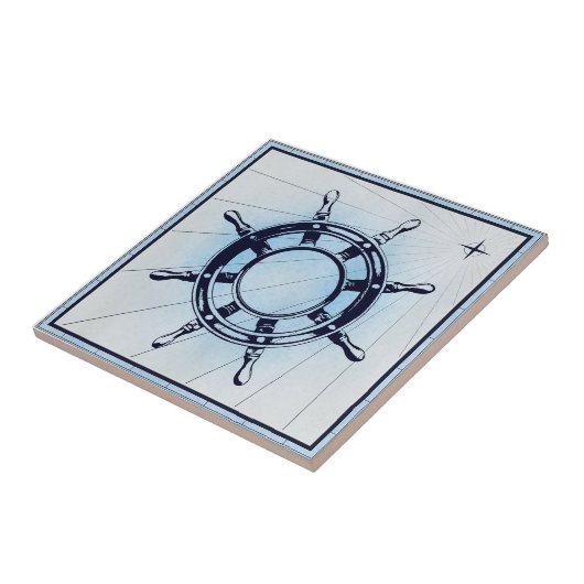 nautisch scheepswiel tegeltje (Zijkant)