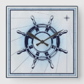 nautisch scheepswiel vierkante klok (Voorkant)