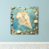 Nautisch Schelp Canvas Wand Kunst Afdruk (Insitu (Houten vloer))