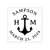 Nautisch Schip Anker Naam Datum en Twee Letters Rubberstempel (Afrduk)