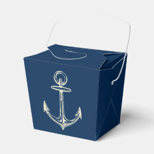Nautisch Schip Anker Navy Blauw & Wit Vintage Bedankdoosjes