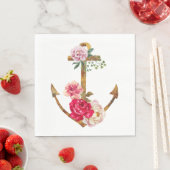 Nautisch Schip Anker Roze Bloemen  Partij Servetten (Insitu)