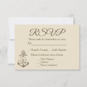 Nautisch schip Anker Tan RSVP Bruin Huwelijksfeest (Voorkant)