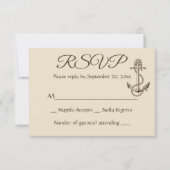 Nautisch schip Anker Tan RSVP Bruin Huwelijksfeest (Voorkant)