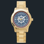 Nautisch Schip Helm Wiel Kapitein Boot Naam Marine Horloge<br><div class="desc">Een Nautical Ships Helm - Wiel met Captain Rank of andere titel en Jouw naam of Bootnaam op een stijlvol horloge. Deze gepersonaliseerde Pocket Watch zal niet alleen tijd kosten,  maar is ook een leuk gespreksonderwerp. Perfect voor Vaderdag,  maar ook een geweldig cadeau voor elke gelegenheid.</div>