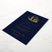 Nautisch schip illustratie Navy Blue Wedding Folie Uitnodiging (Gedraaid)