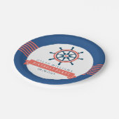 Nautisch schip van Navy Blue & Coral Papieren Bordje (Gekanteld)