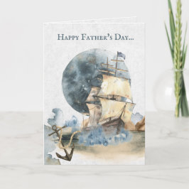 Nautisch schip, Volle Maan en Anker Vaderdag Kaart