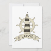 Nautisch schip Wheel Lighthouse Tan Wedding Kaart (Achterkant)