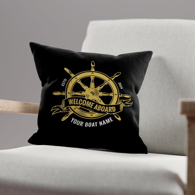 Nautisch schip Wheel Welkom aan boord van Black &  Kussen (Creator heeft geüpload)