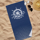 Nautisch Schip Wiel Welkom aan boord van Navy Blue Strandlaken