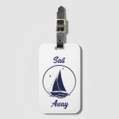 Nautisch schip / zeilboot / boot marine-blauw / va bagagelabel (Voorkant (verticaal))