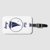 Nautisch schip / zeilboot / boot marine-blauw / va bagagelabel (Voorkant (horizontaal))