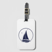 Nautisch schip/zeilboot/boot marineblauw bagagelabel (Voorkant (verticaal))