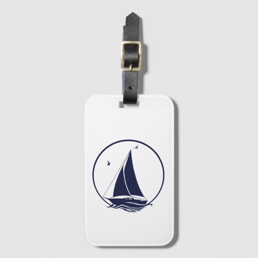Nautisch schip/zeilboot/boot marineblauw bagagelabel (Voorkant (verticaal))