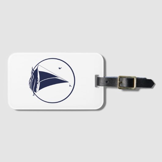 Nautisch schip/zeilboot/boot marineblauw bagagelabel (Voorkant (horizontaal))