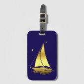 Nautisch schip/zeilboot/boot marineblauw/goud bagagelabel (Voorkant (verticaal))