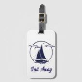 Nautisch/schip/zeilboot/boot navy-blue/sail away bagagelabel (Voorkant (verticaal))