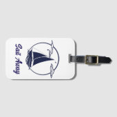 Nautisch/schip/zeilboot/boot navy-blue/sail away bagagelabel (Voorkant (horizontaal))