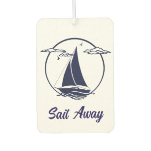 Nautisch/schip/zeilboot/boot navy-blue/sail away luchtverfrisser