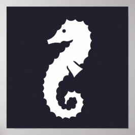 nautisch SEAHORSE-silhouet Poster