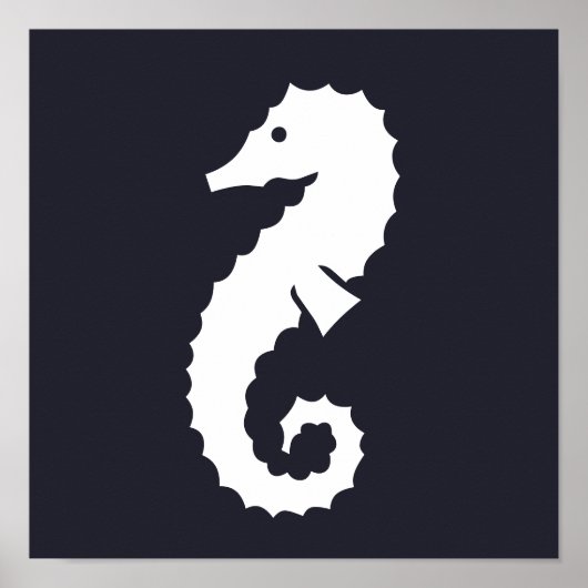 nautisch SEAHORSE-silhouet Poster (Voorkant)