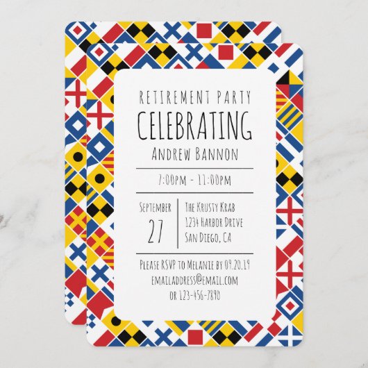 Nautisch signaal Vlag bij pensionering Kaart (Voorkant / Achterkant)