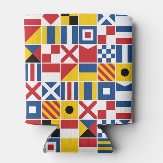 Nautisch signaal vlaggen patroon blikjeskoeler (Achterkant)