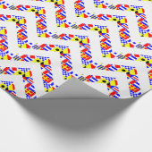 Nautisch Signaal Vlaggen Wit XL Chevron Patroon Cadeaupapier (Hoek)