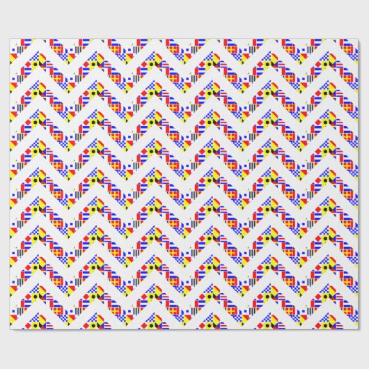 Nautisch Signaal Vlaggen Wit XL Chevron Patroon Cadeaupapier (Vlak)