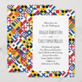 Nautisch Signaalvlag Patroon Bruiloft Kaart (Voorkant / Achterkant)