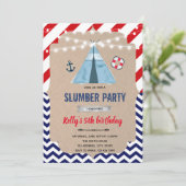 Nautisch slaapfeest kaart (Staand voorkant)