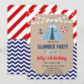 Nautisch slaapfeest kaart (Voorkant / Achterkant)