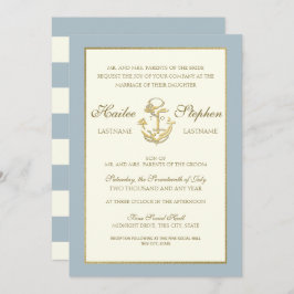 Nautisch staal Blauwe bruiloft Kaart