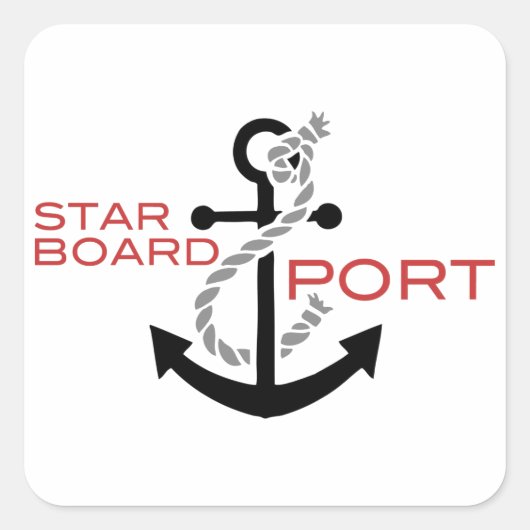 Nautisch Starboard Port Anchor Vierkante Sticker (Voorkant)