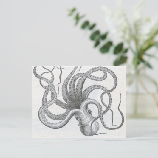 Nautisch steampunk octopus  kraken design briefkaart (Staand voorkant)