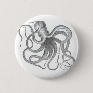 Nautisch steampunk octopus ontwerp ronde button 5,7 cm