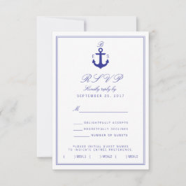 Nautisch, stijlvol, eenvoudig monogram RSVP-kaart RSVP Kaartje