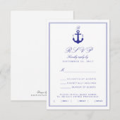 Nautisch, stijlvol, eenvoudig monogram RSVP-kaart RSVP Kaartje (Voorkant / Achterkant)
